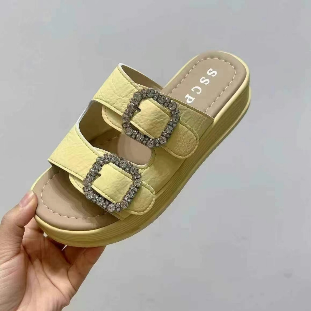 夏季简约皮带扣休闲风一字拖外穿防滑女士软底