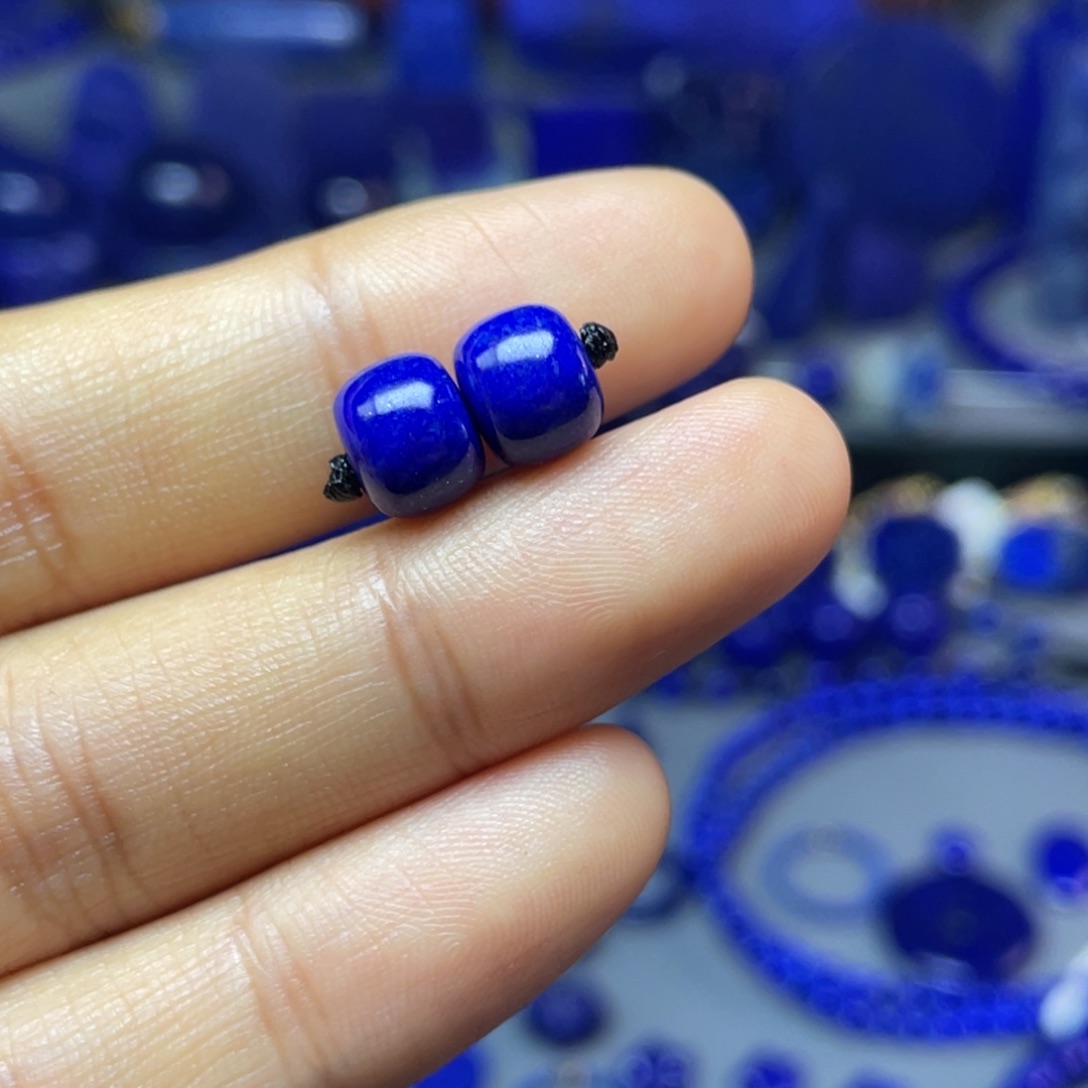 青金石未镶嵌8×6mm老型对珠配饰