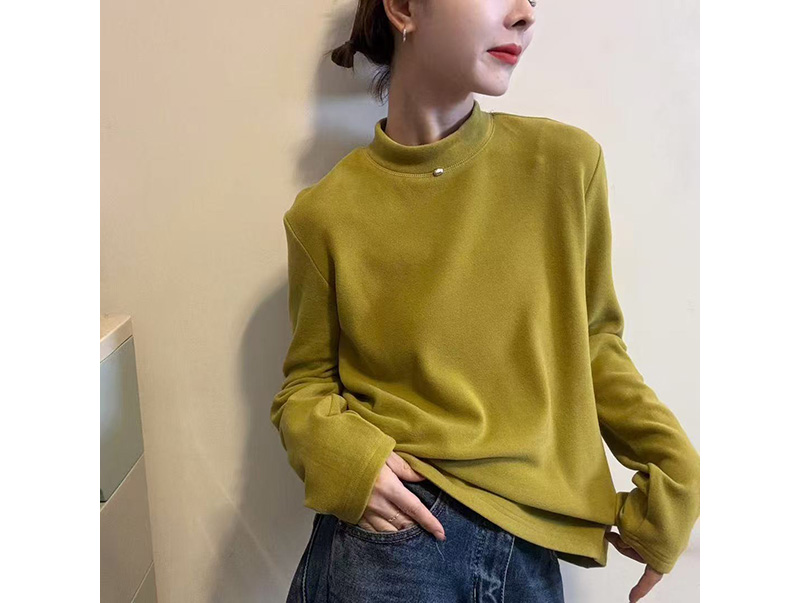 稻子家2025秋冬爆款加绒自发热保暖打底长袖上衣T恤31108