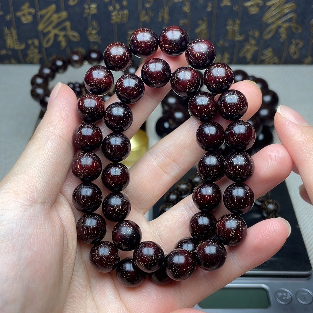 檀香紫檀（小叶紫檀）1.2 36颗 双圈 满金星