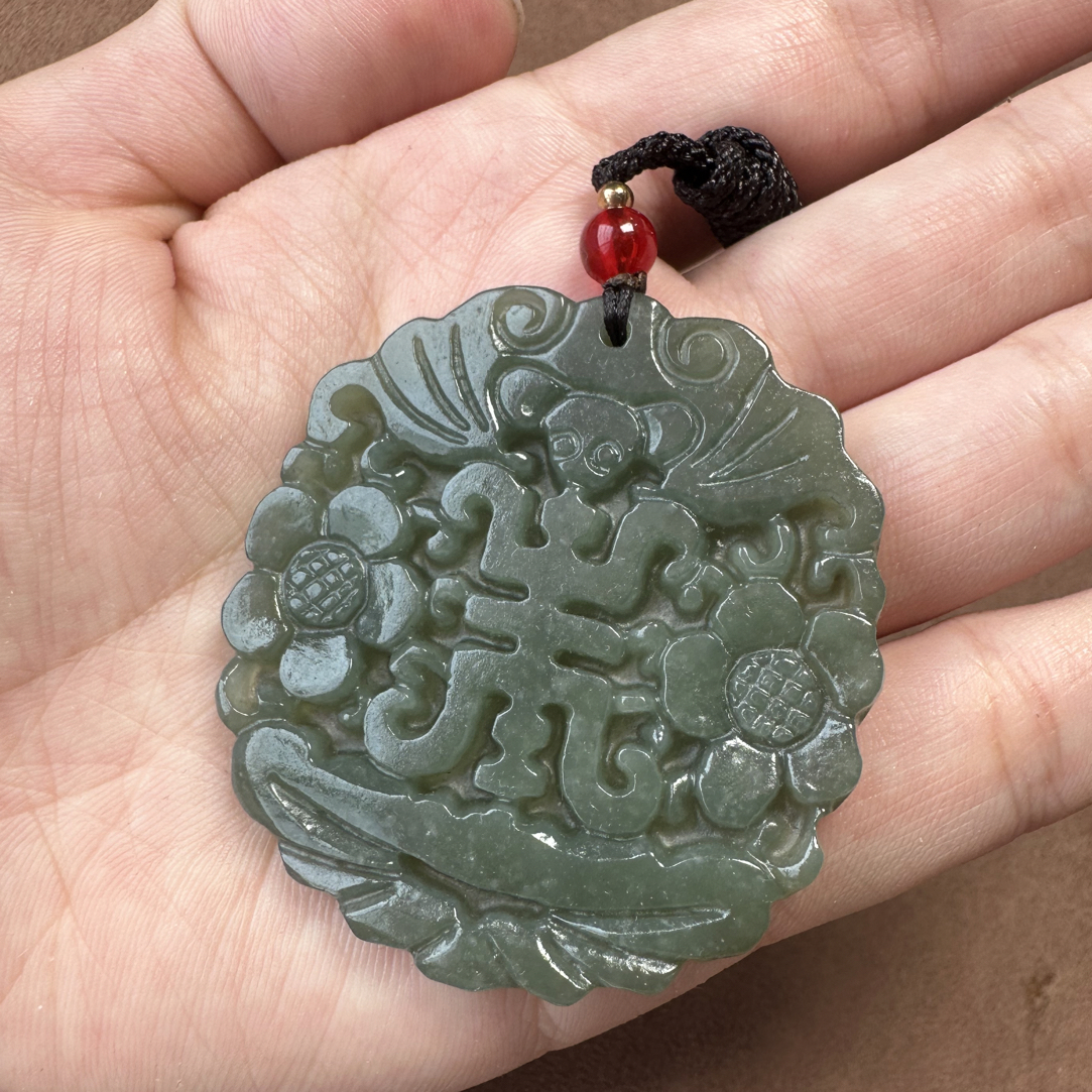 和田玉福寿如意挂件吊坠