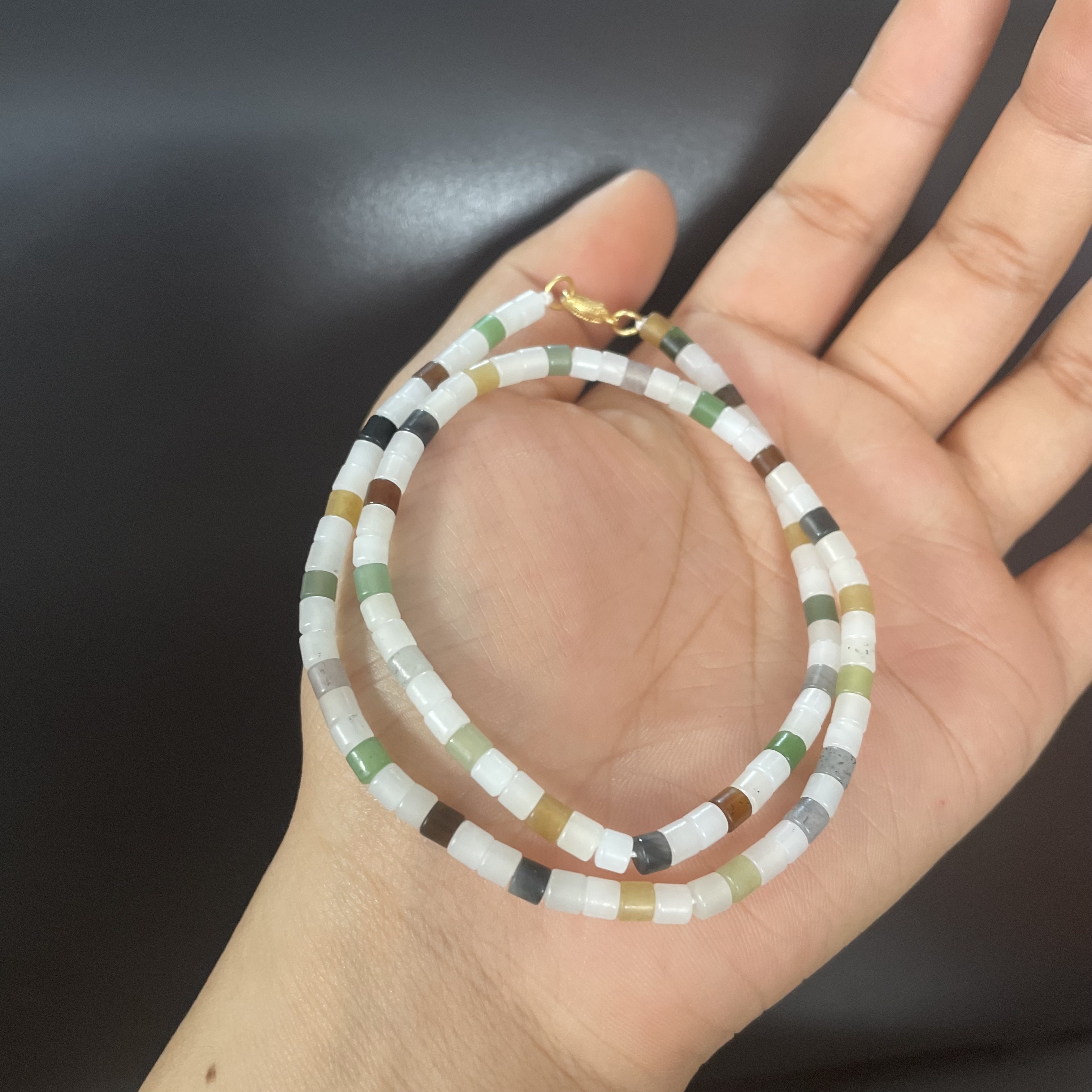 【德巧家】和田玉彩虹女神链精致简单设计款素圈