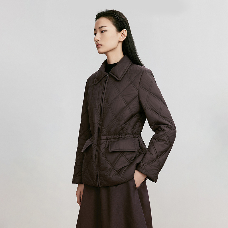 【商场同款】 25冬新款知性短款收腰羊毛棉服衬衫领加厚夹克外套女L