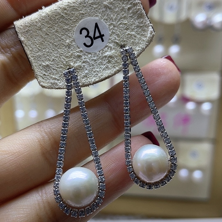 淡水珍珠耳饰银S925镶嵌
