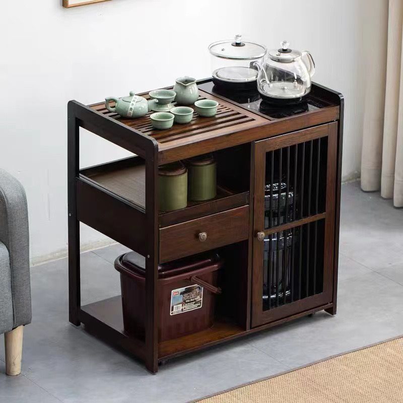 新疆包邮移动茶水柜家用实木茶台烧水泡茶一体办公室茶边柜茶具茶