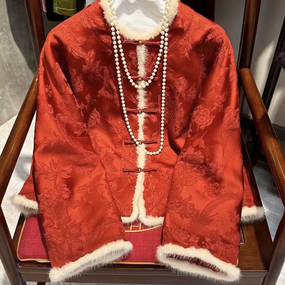 几度夕阳老钱风立体提花冠乐绉加厚冬款外套2024D0716-芒果广源仓