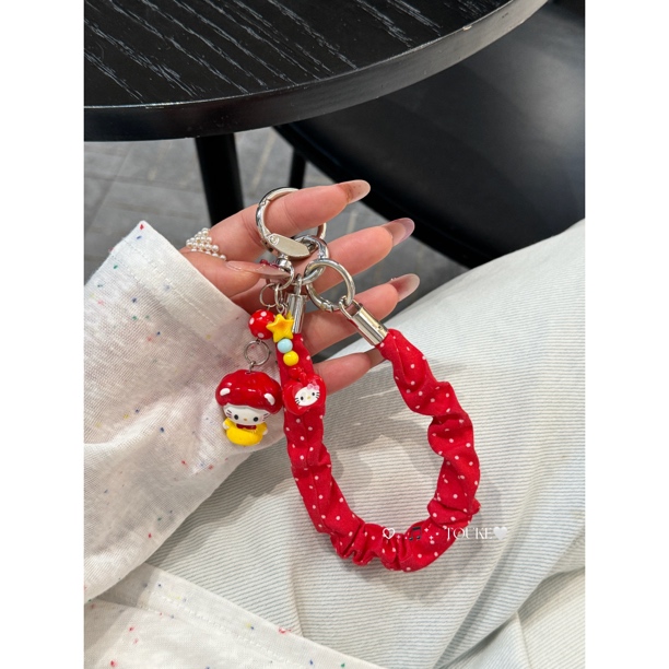 TOUKE·手机DIY挂饰红色hellokitty挂链简约串珠手机挂链kt包挂