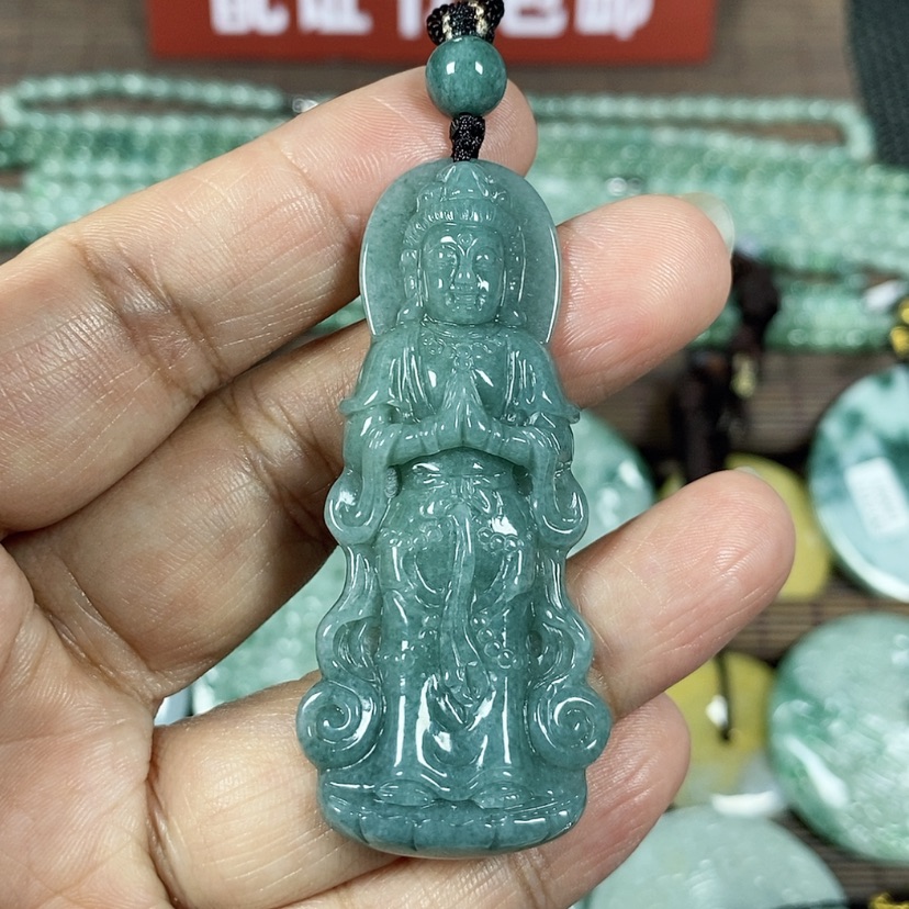 【闪购商品】翡翠颈饰未镶嵌玉吊坠翡翠玉站观音