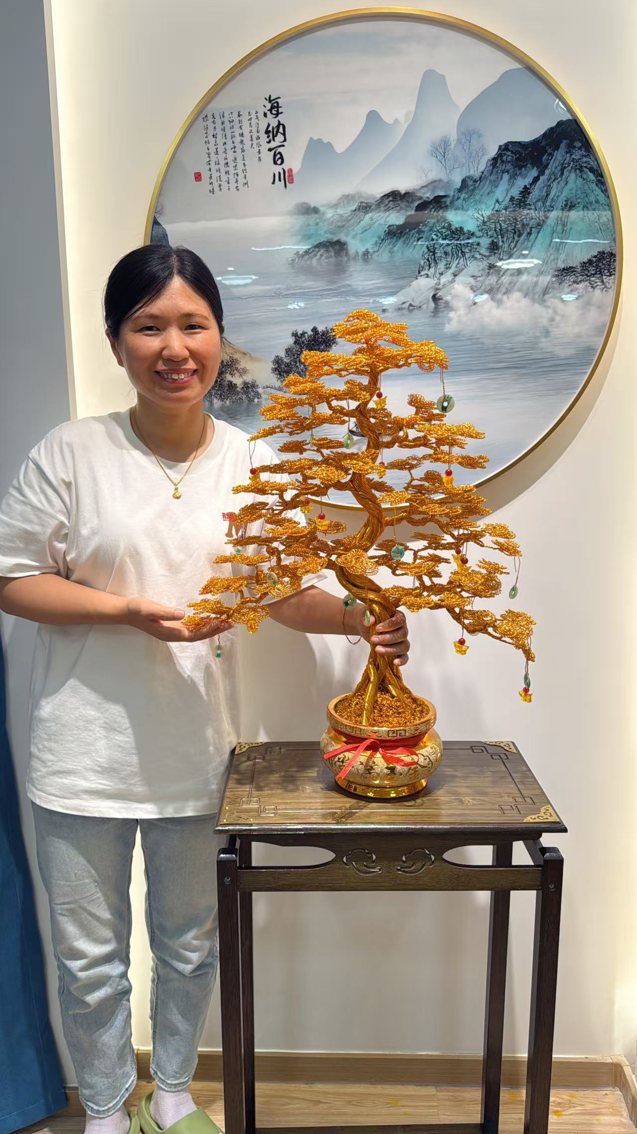 迎客松高68宽50厘米左右送底座家居客厅办公送人开业乔迁必选