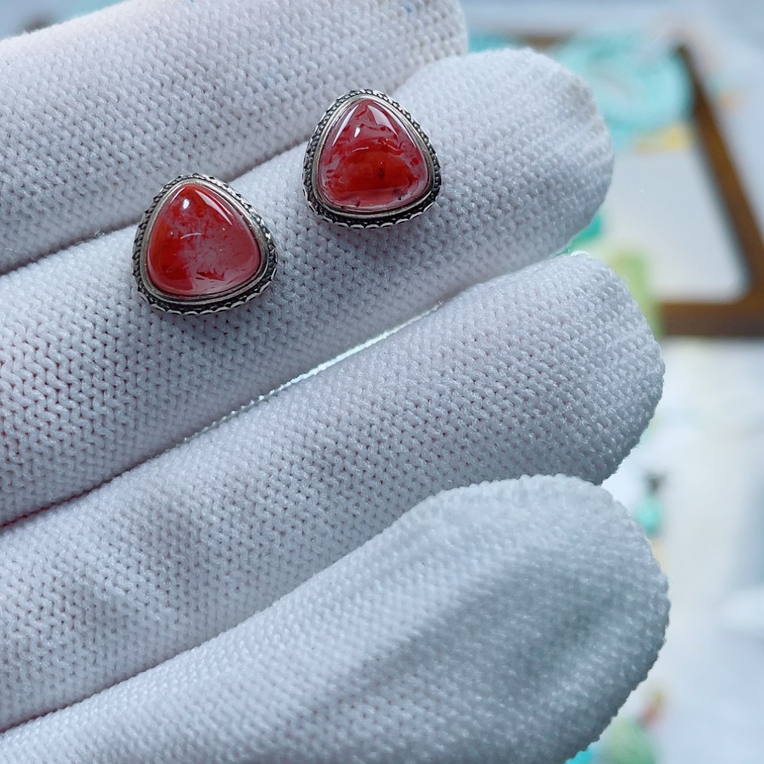 幸***屋南红玛瑙银S925镶嵌珠宝奇石