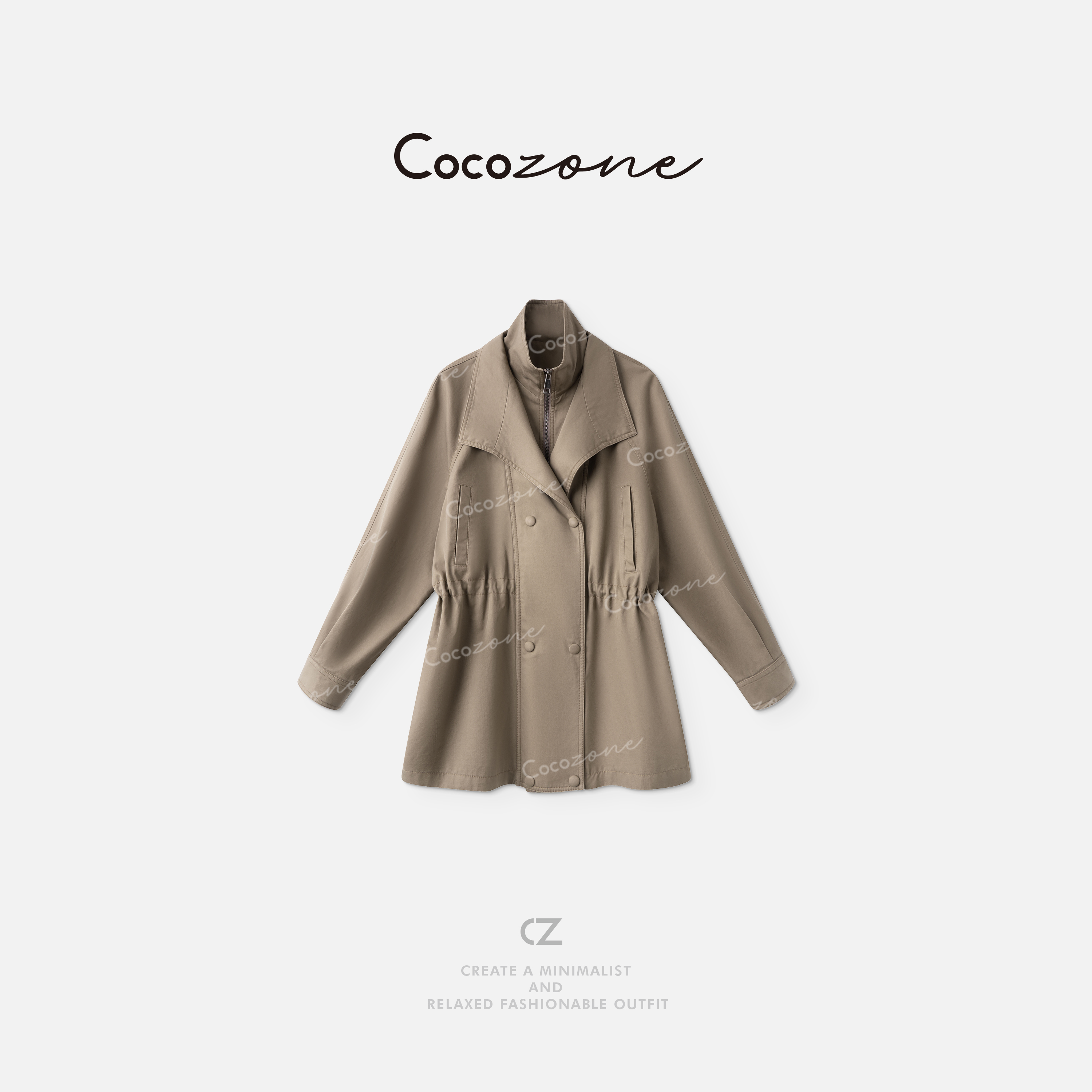 COCO ZONE 刘一一“流光风衣”100棉温暖柔和复古外套 CD1A1292