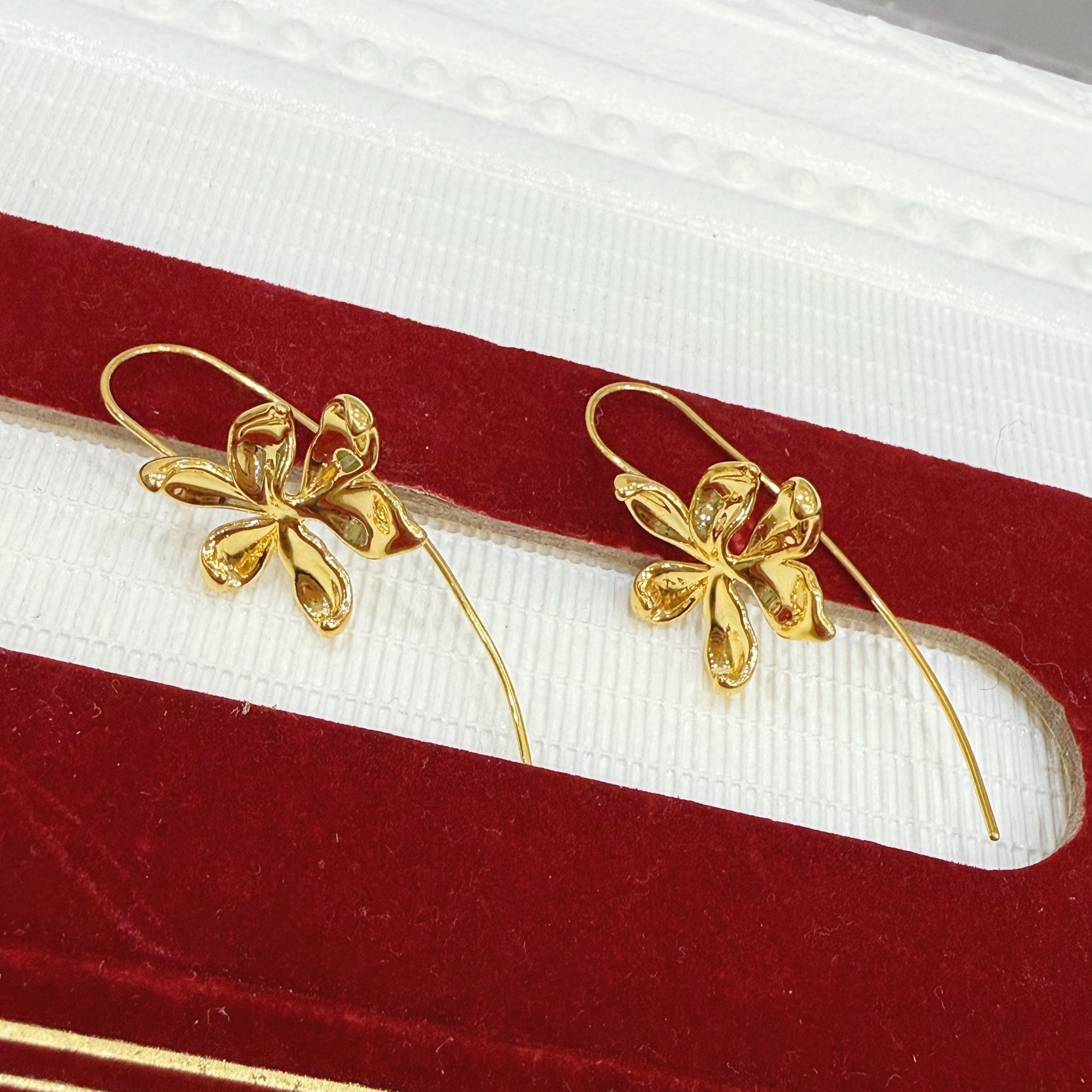 鸢尾花耳钩足金999黄金耳饰@YPES016