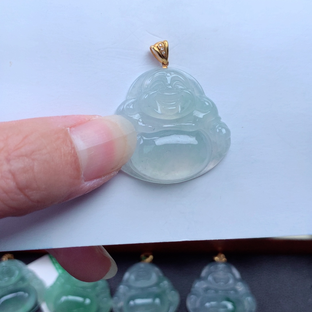 翡翠吊坠(不含链)18K金镶嵌