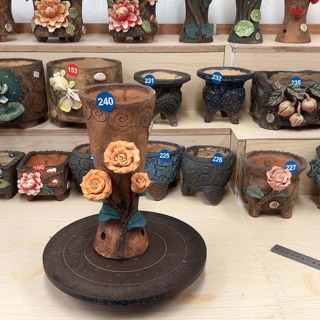 紫砂花盆240号内口9.5外高26.5