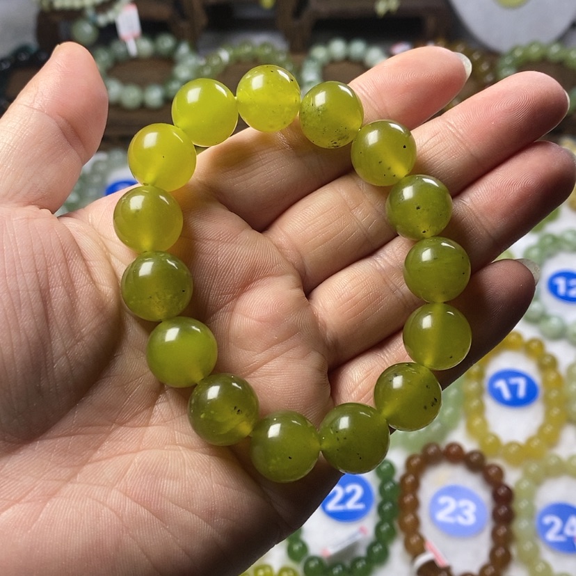 【闪购商品】蛇纹石玉手串未镶嵌卡14