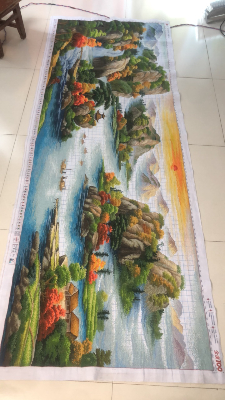 千里江山图十字绣新版高端大气客厅山水风景手工刺绣大幅