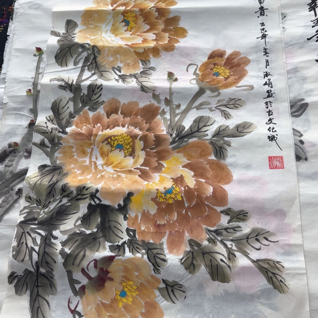 国画刘淑娟三尺花鸟朱