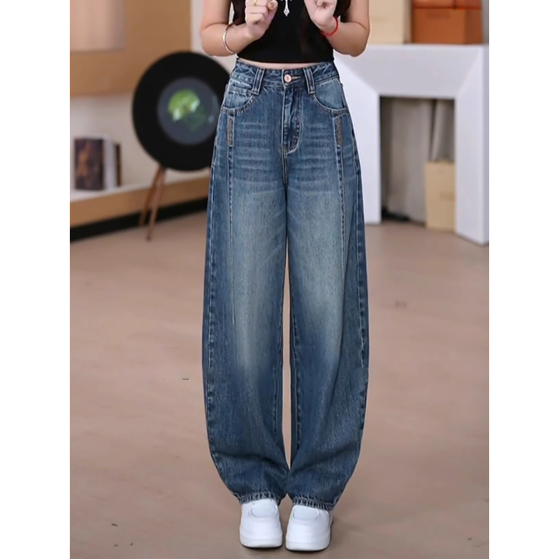 高腰牛仔裤阔腿宽松裤子女秋冬弯刀裤2025新款香蕉裤宽松显瘦长裤