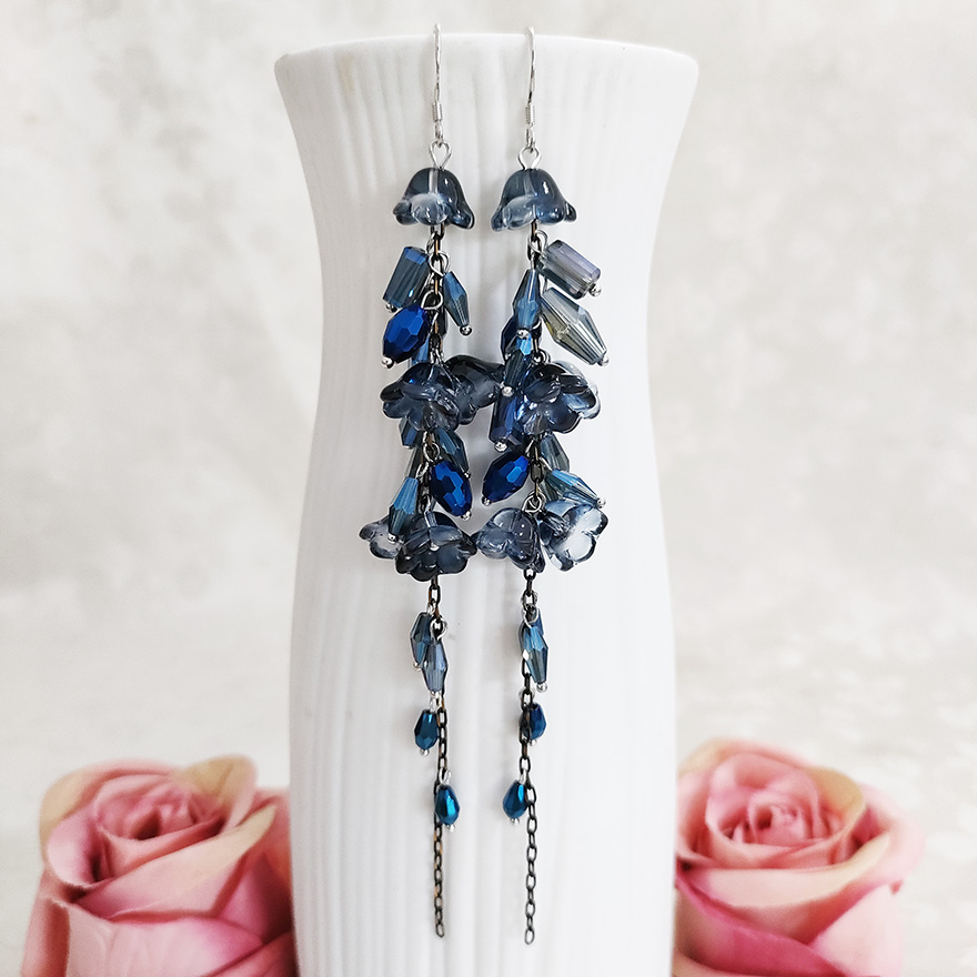 铜合金耳饰 女蓝色复古宫廷民族风手工耳环国风假日风2760