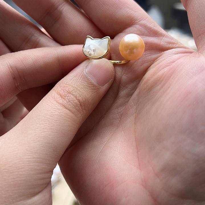 银S925镶嵌淡水珍珠戒指