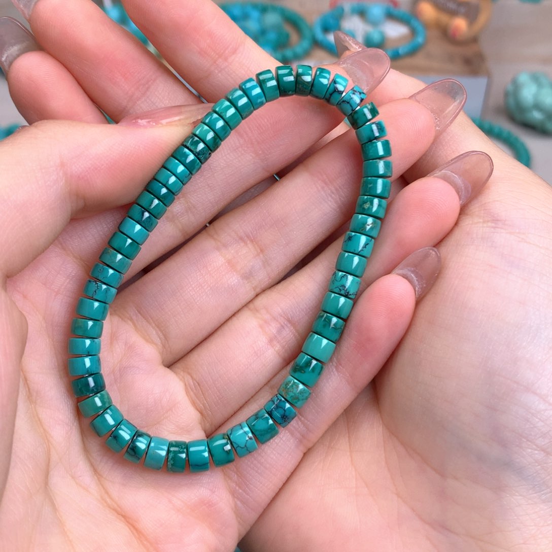 绿松石未镶嵌直切手串5.5