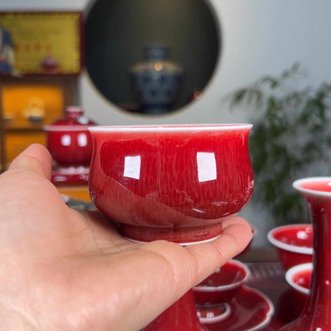 杯子景德镇原矿朗红杯杯