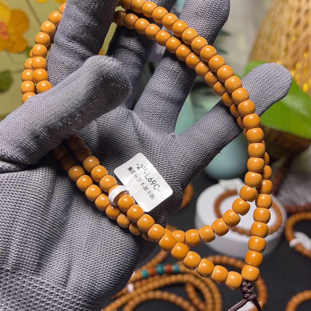 瓦***卜手串橄榄核老挝核尖长串6.8尺寸