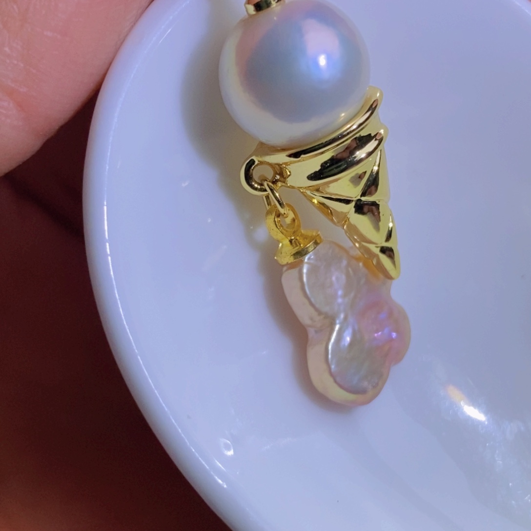 银S925镶嵌天然淡水珍珠淡水珍珠