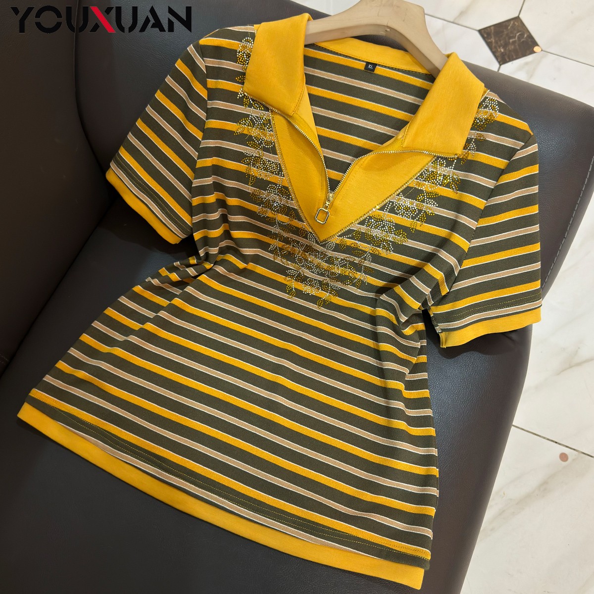 春夏季新品女士短袖立领休闲T恤上衣女装翻领时尚小衫卫衣89270