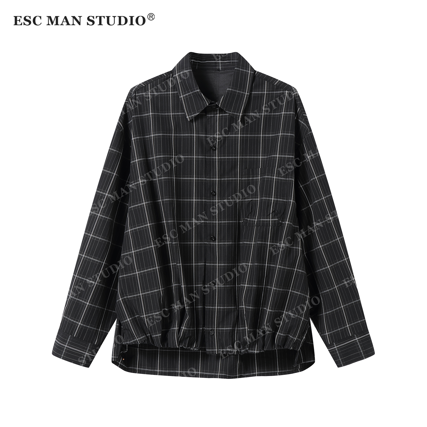 ESC MAN STUDIO/自制 早秋新款CHIC风格子衬衫设计感外套上衣