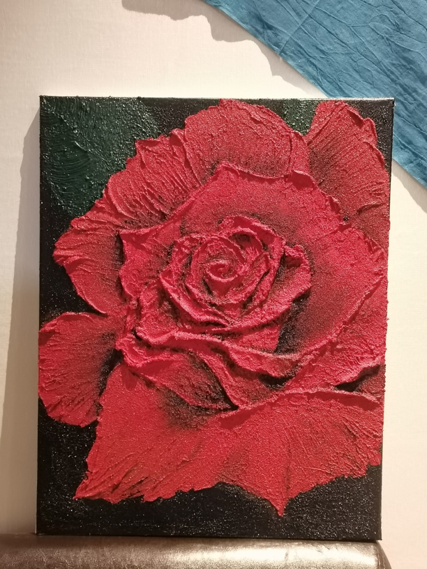 红玫瑰（丙烯肌理画）