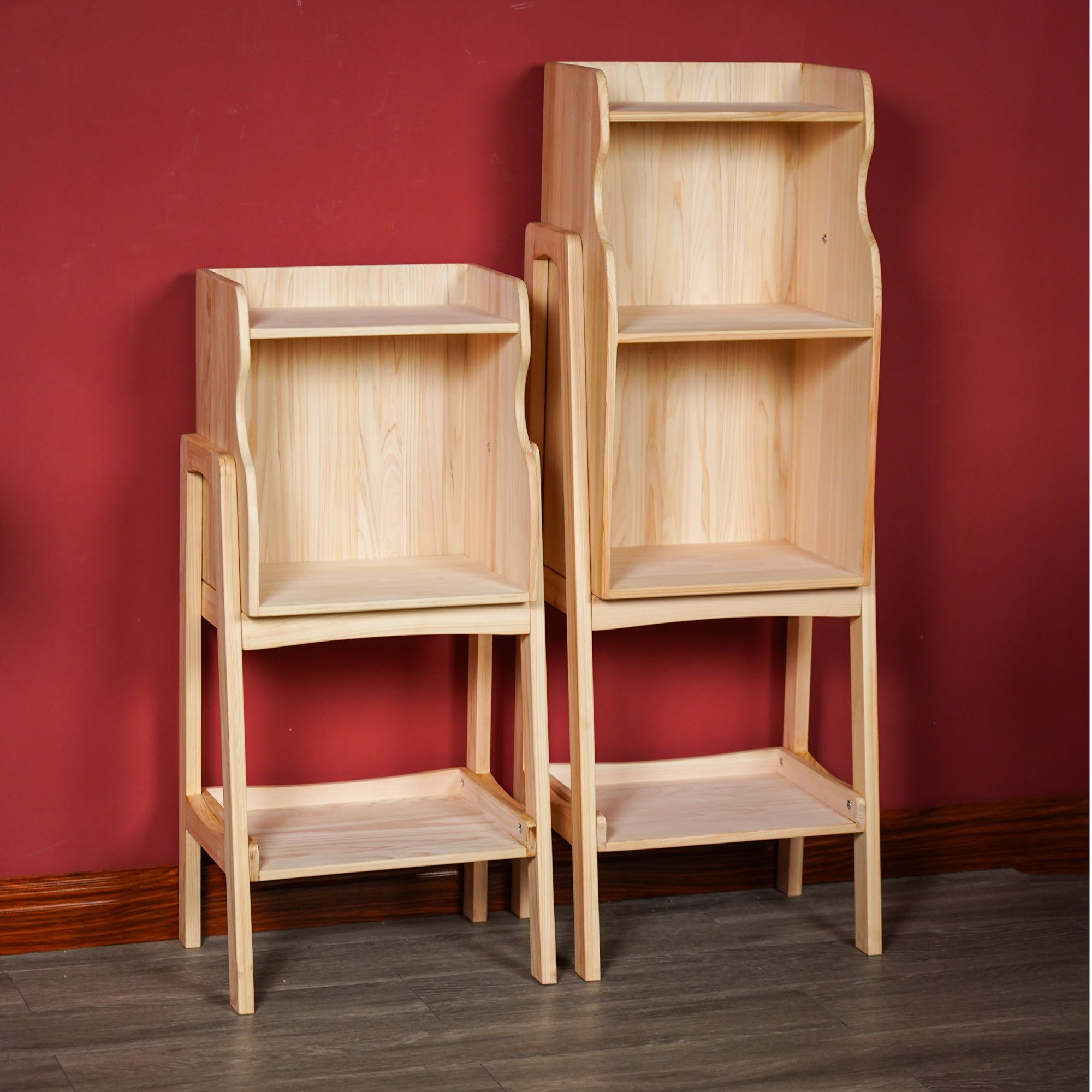 桧木书架落地置物架家用书桌边收纳多层靠墙学生大箱架