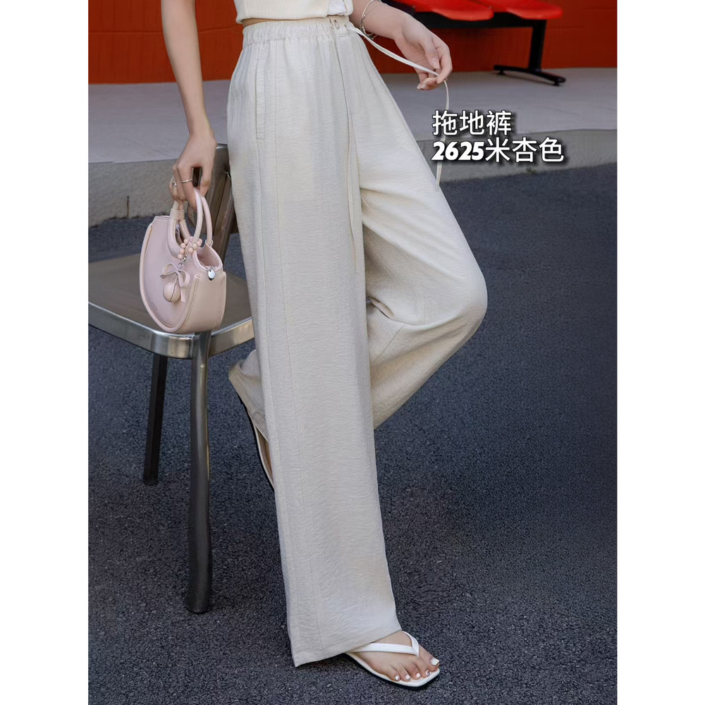 林姐女装裤子休闲百搭显瘦时尚杏色夏季外穿薄款垂感拖地裤2625