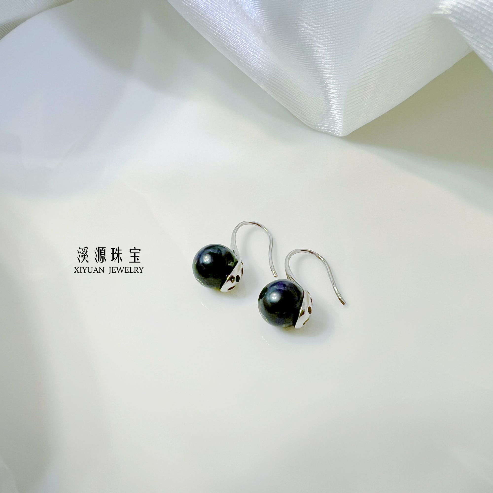 【溪源珠宝】奢华经典大溪地珍珠耳钩8-9mm（天然真珍珠多样性发货）