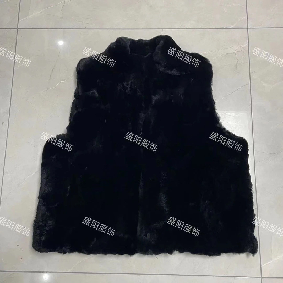 獭兔毛拼接立领马甲拉链款 通勤无袖马甲