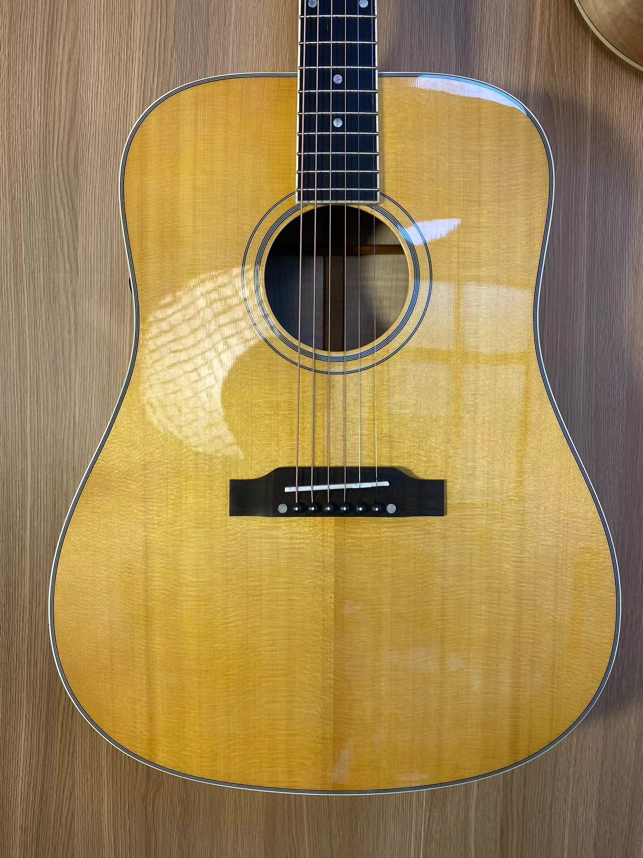 手工进阶演奏级枫木云杉全单板吉他41寸经典D桶型原木色D45加振