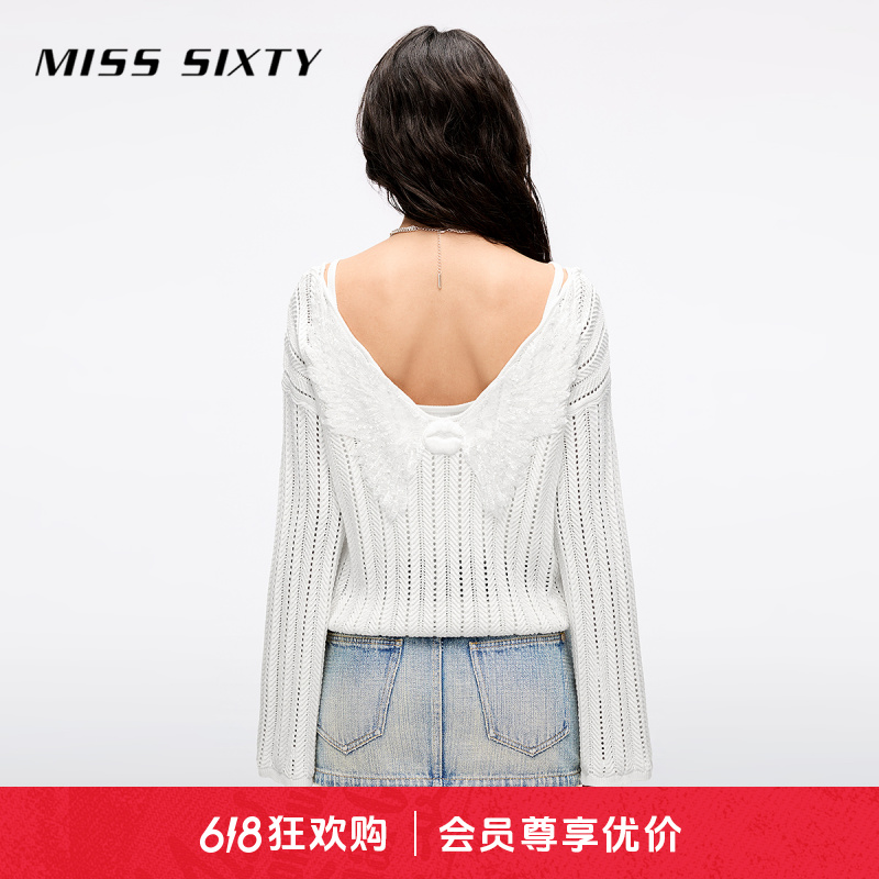 Miss Sixty天使系列2025春季新款针织衫女重工小众镂空度假风高级