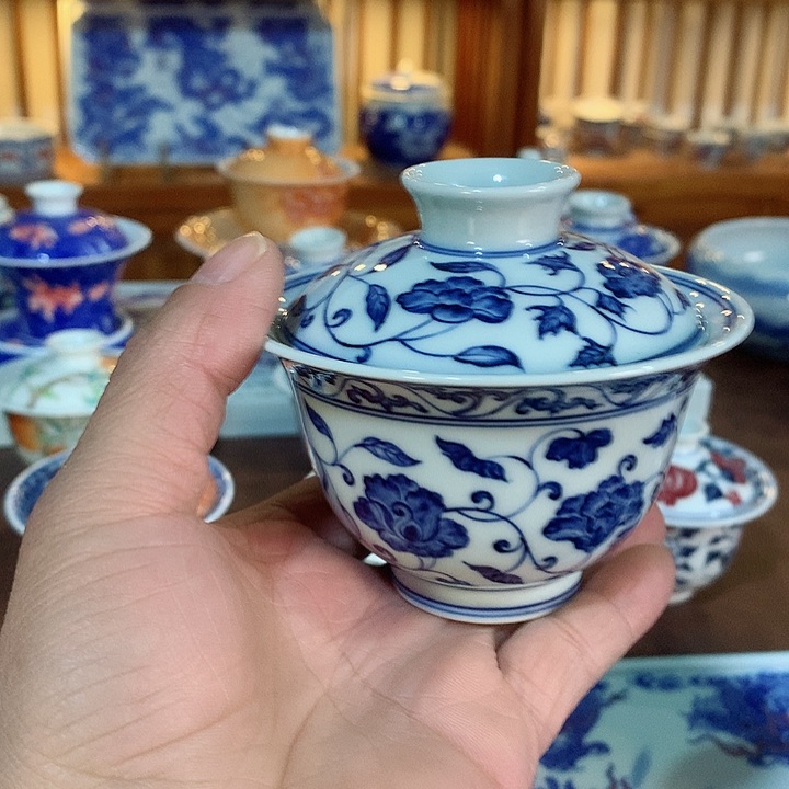 錡镇堂手工手绘盖碗