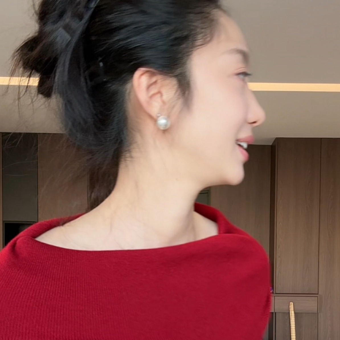 合金仿珍珠耳饰 正圆强光14mm耳钉