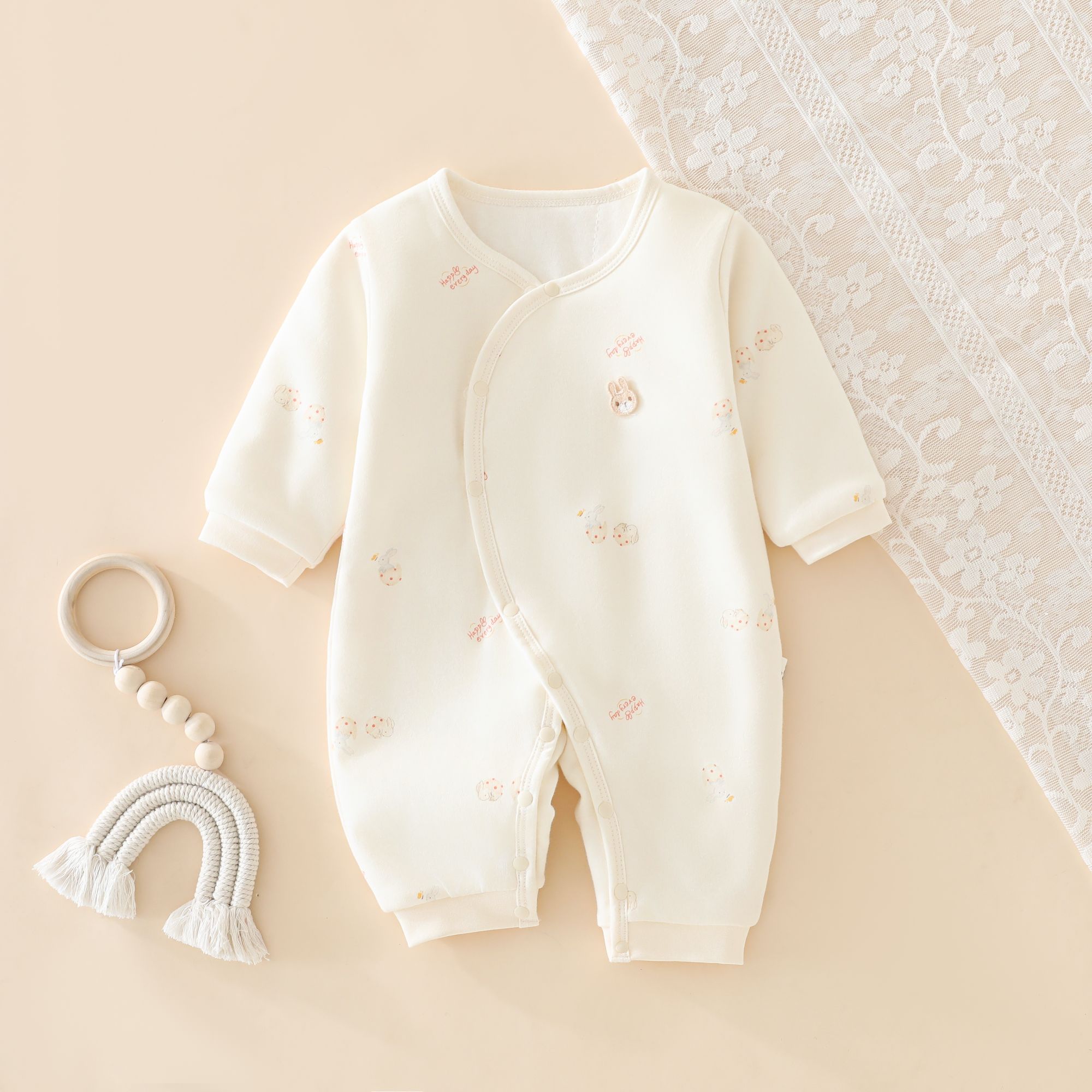 婴儿连体衣冬季60克薄棉无骨A类新生儿蝴蝶衣宝宝和尚服