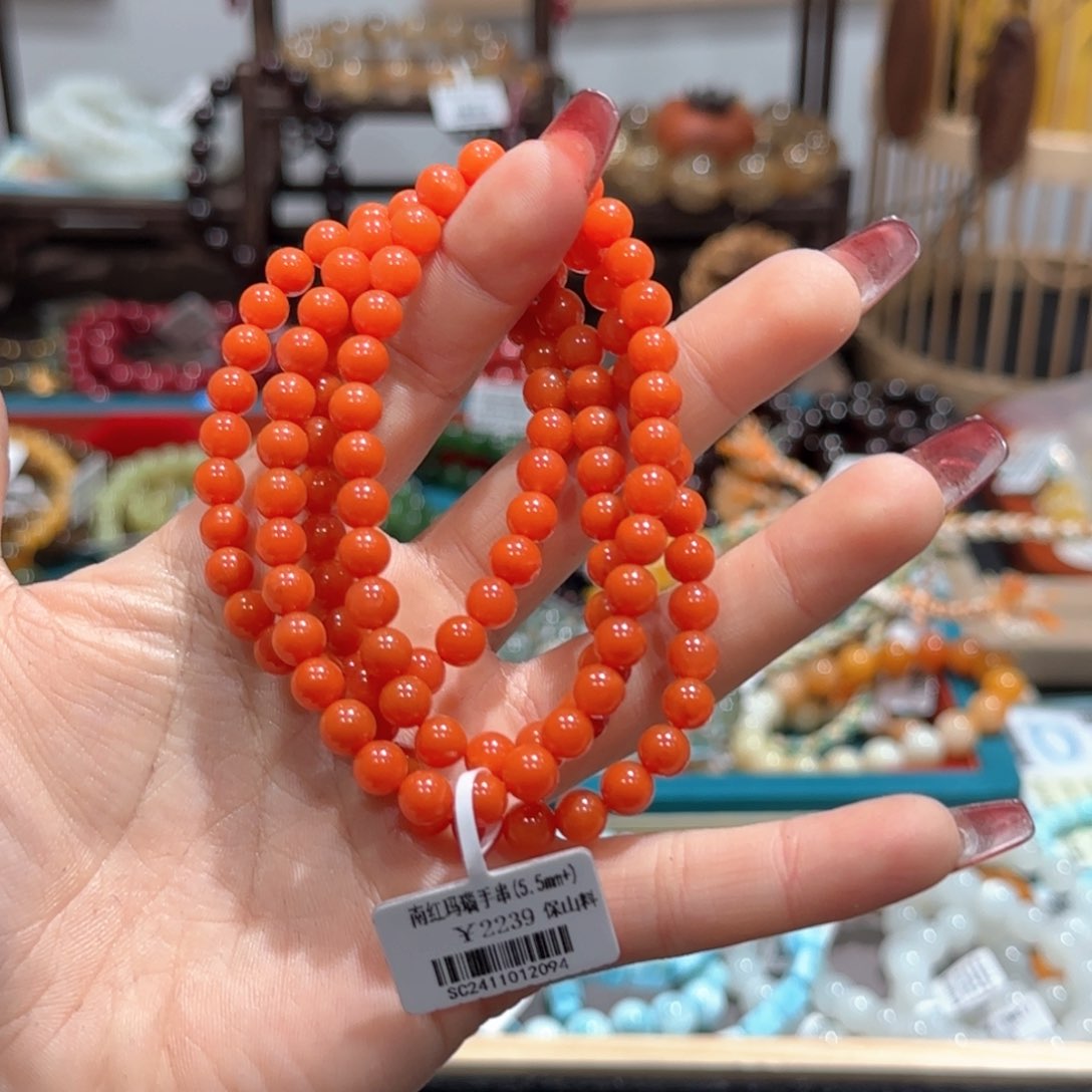 南红玛瑙手串未镶嵌手串5.5+