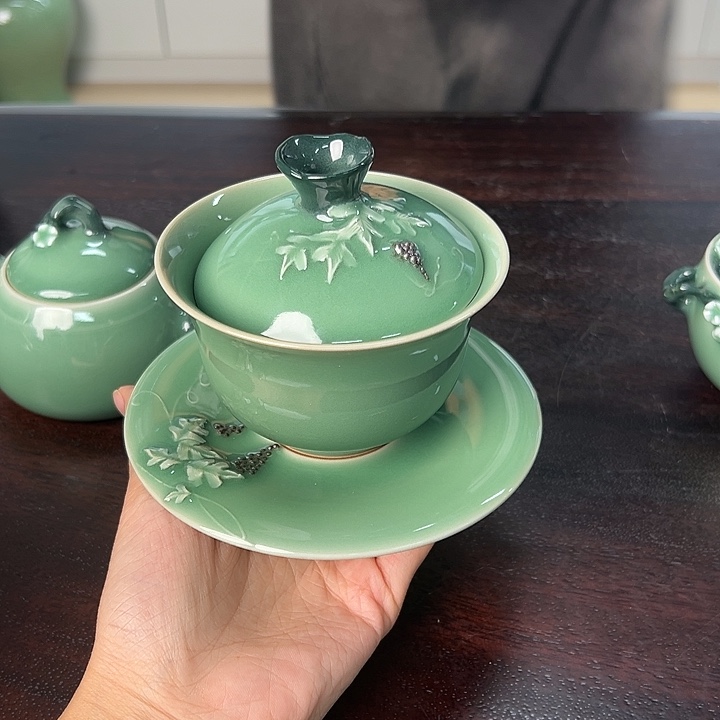 蓝***竹龙泉云间青瓷小米茶器