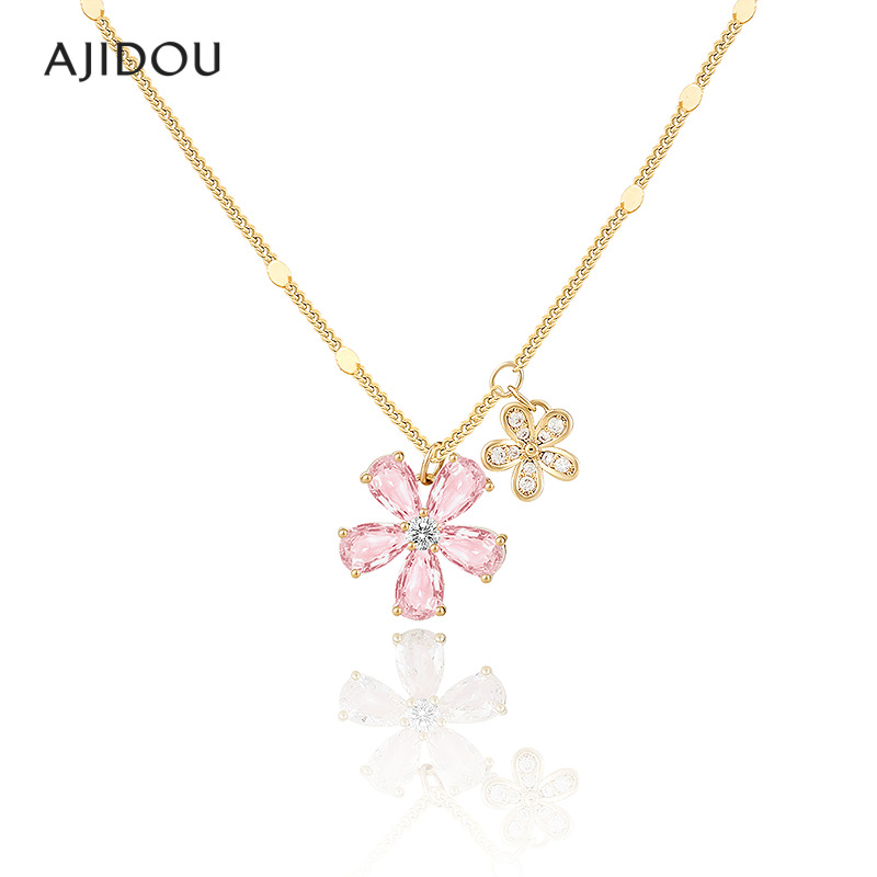 合金项链 AJIDOU阿吉豆樱花粉可爱甜美少女时尚颈链【YFX】