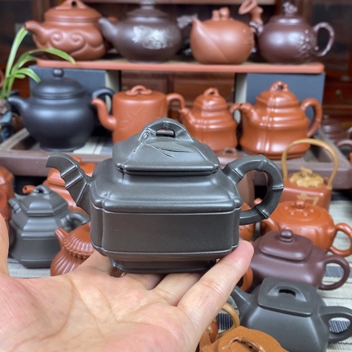 茶壶紫砂四方竹鼓200cc原矿古天靑特价