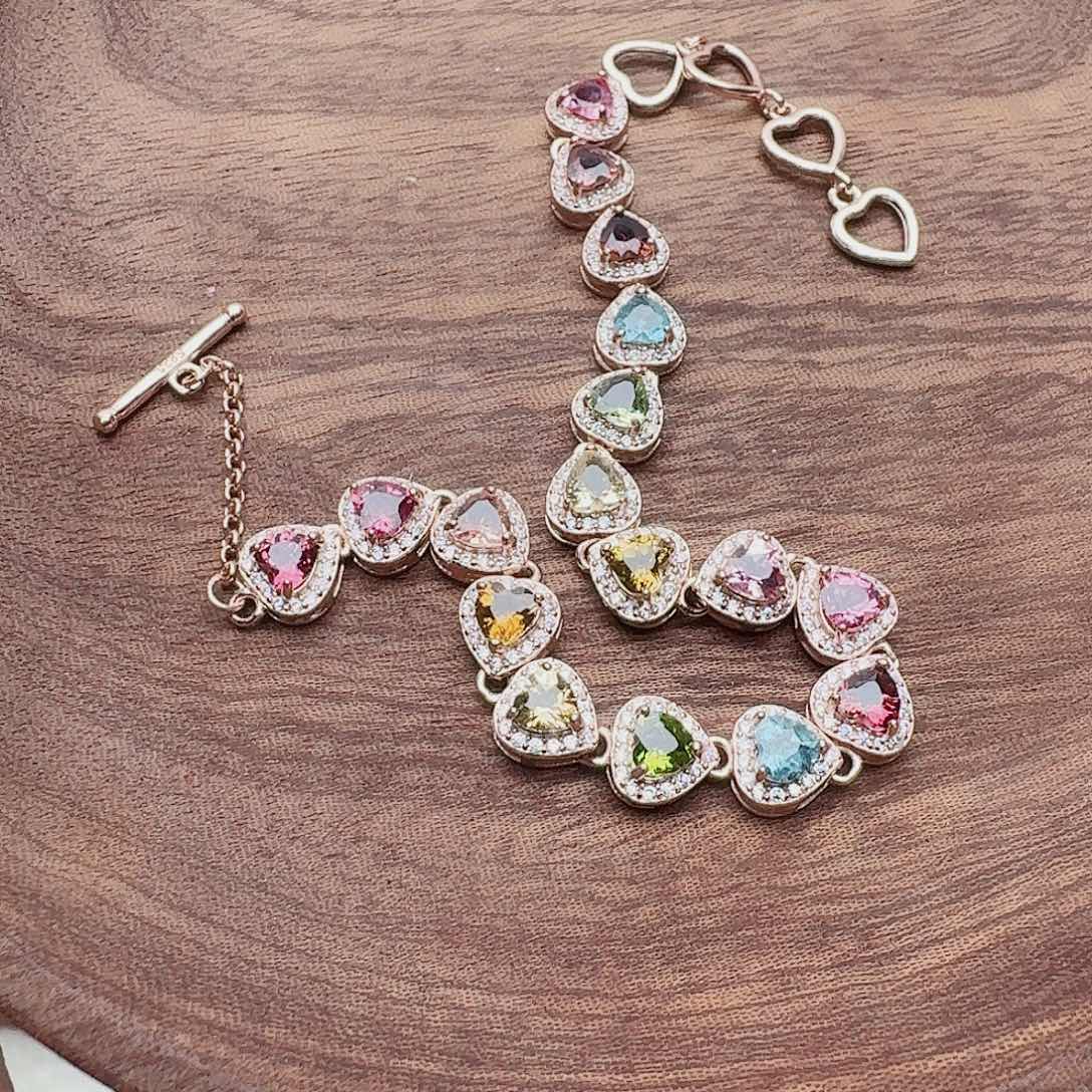 碧玺手链银S925镶嵌手链