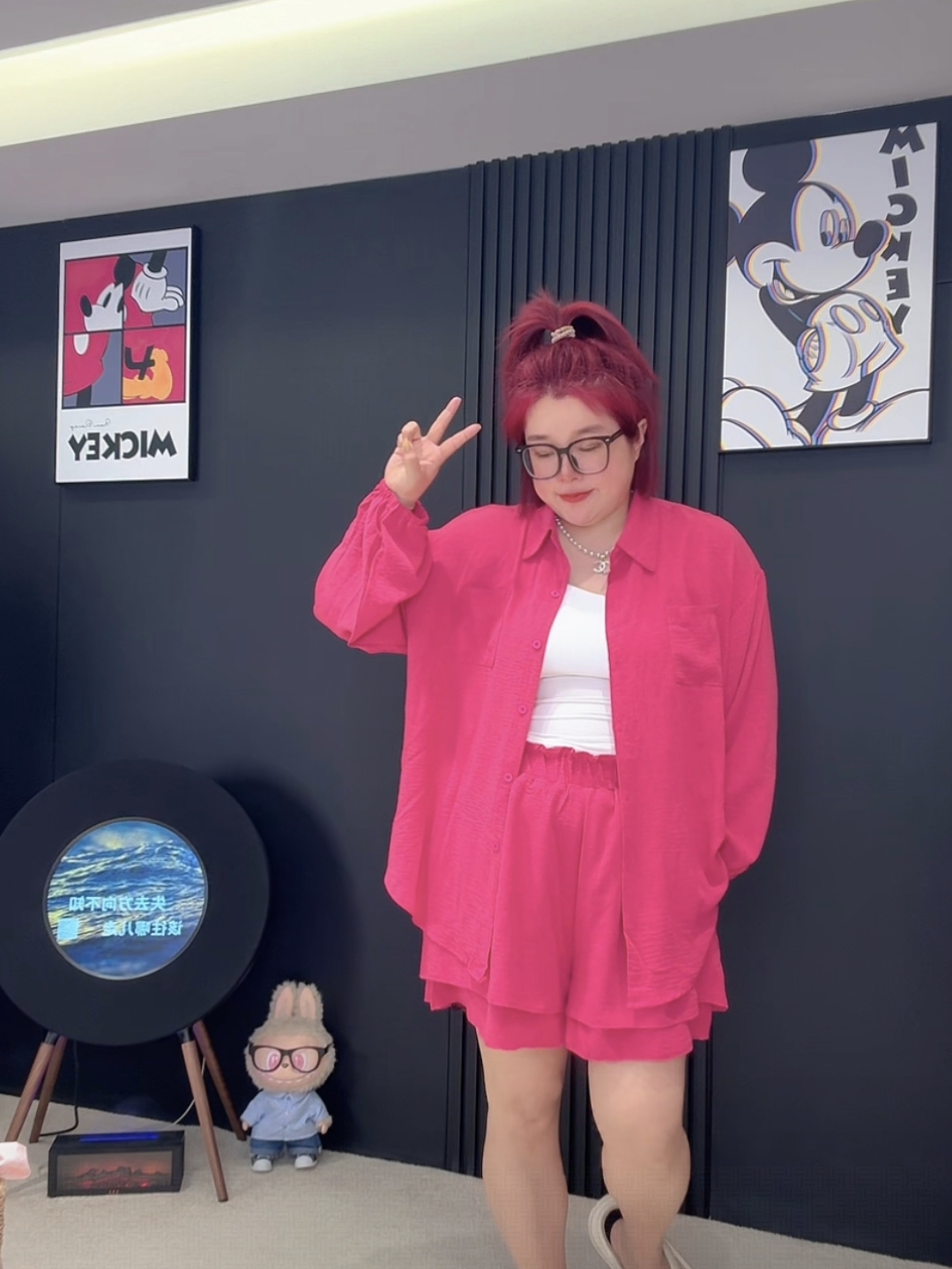 【涵涵家】超柔软休闲简约长袖衬衫衣+阔腿短裤夏日套装（炒鸡凉快）