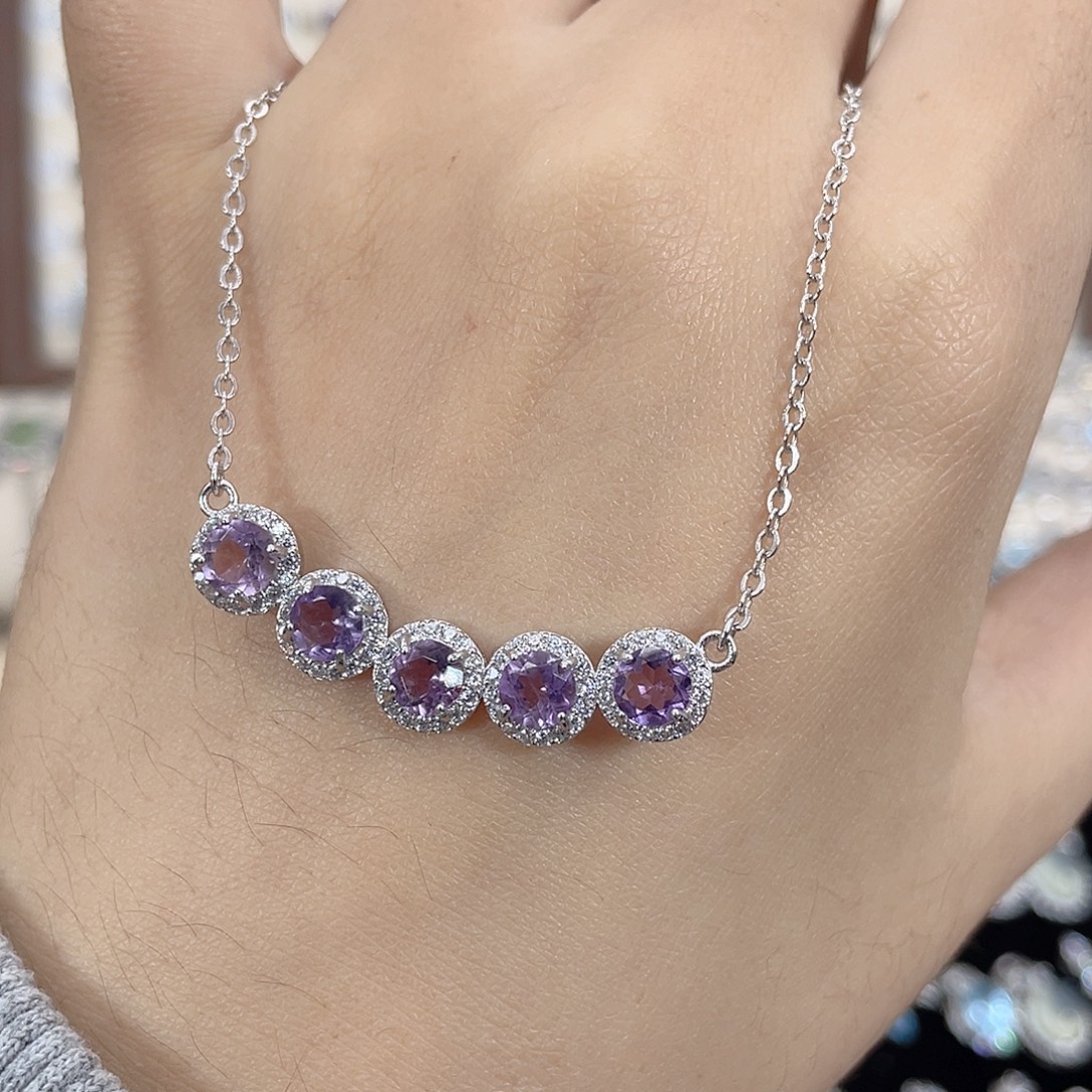颈饰紫晶银S925镶嵌
