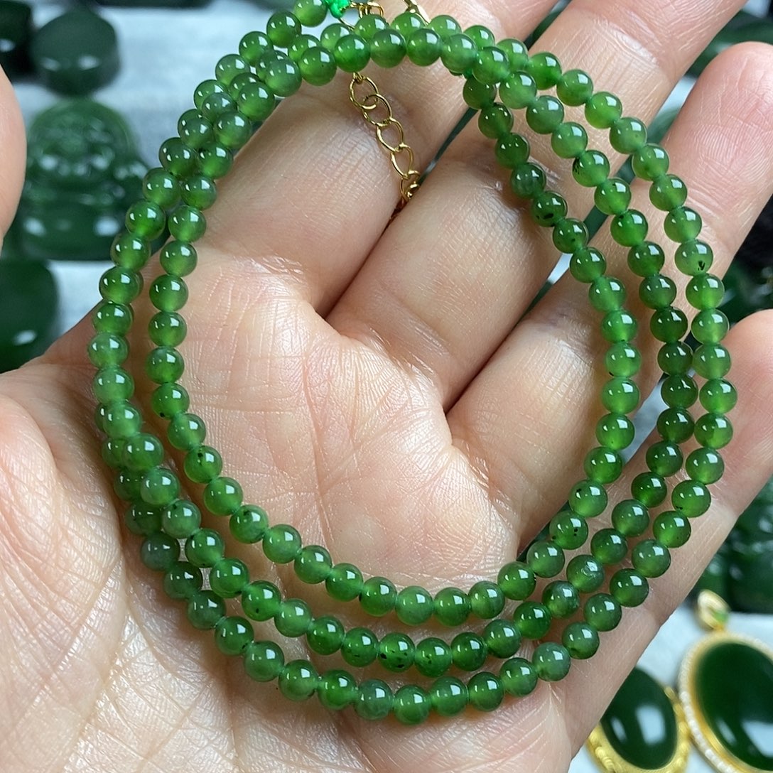 和田玉（碧玉）未镶嵌颈饰4mm