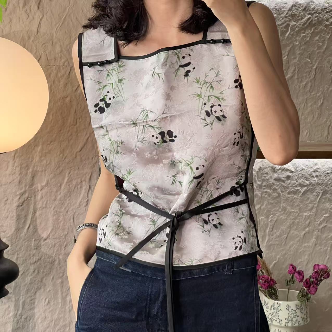 人丝香云纱/多种穿法（熊猫马甲）999