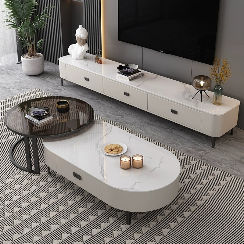 【统米】简约现代岩板茶几电视柜组合客厅家用小户型